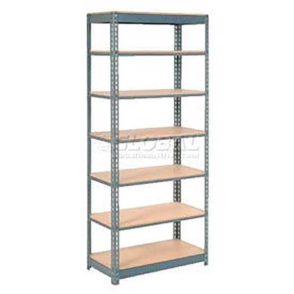 Global Industrial Heavy Duty Shelving 36W x 18D x 96H With 7 Shelves, Wood Deck, Gray B2297482